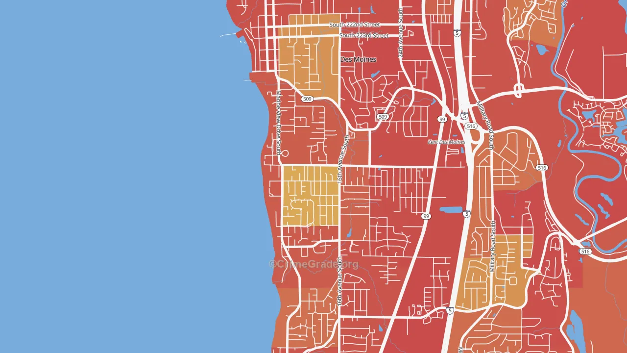 Zenith, Des Moines, WA Map of Vehicle Theft Rates