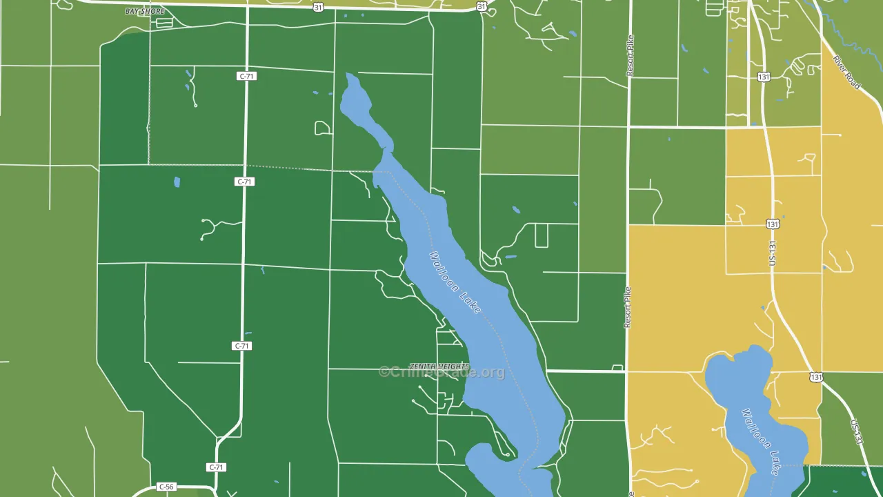 Zenith Heights, MI Map of Vehicle Theft Rates