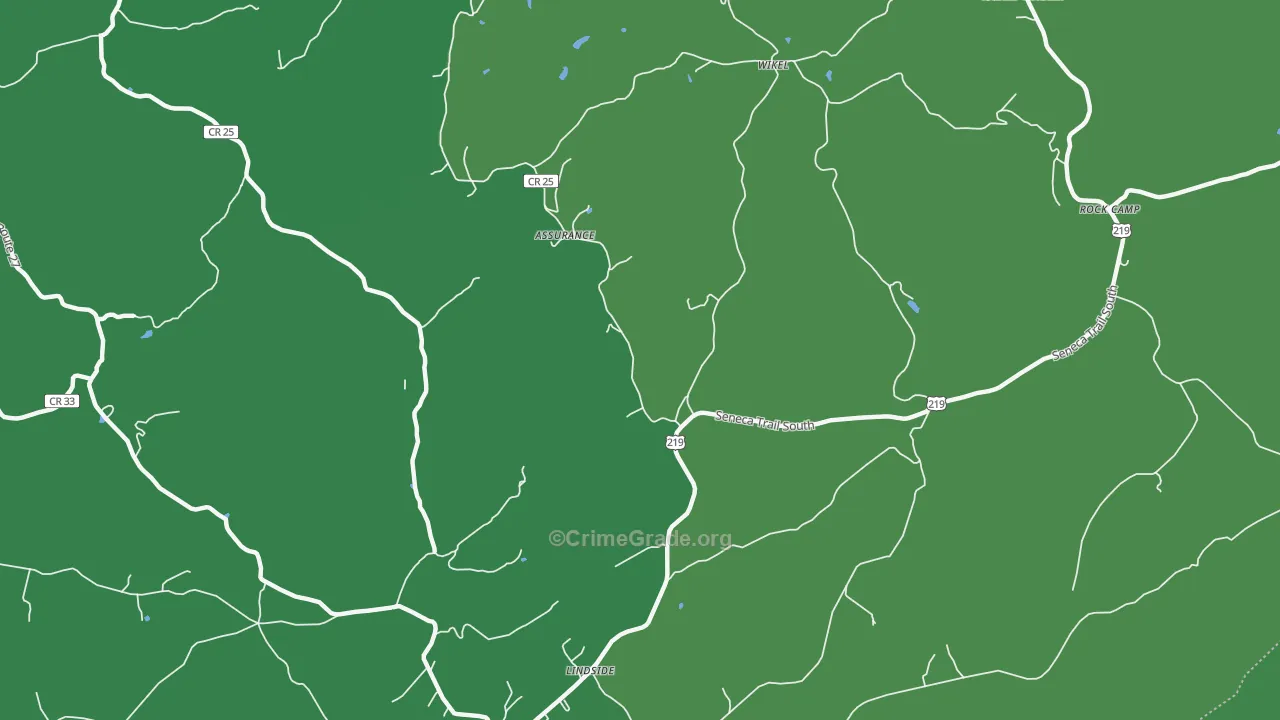 Zenith, WV Map of Vehicle Theft Rates