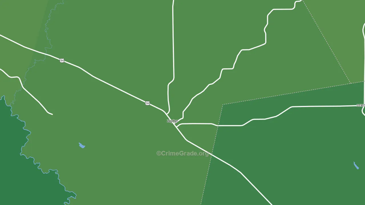 Zephyr, TX Map of Vehicle Theft Rates