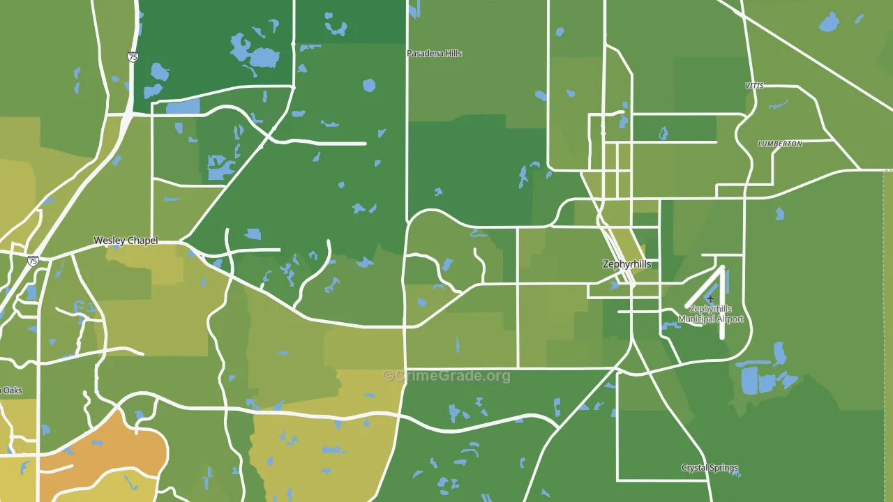 Zephyrhills, FL Map of Vehicle Theft Rates