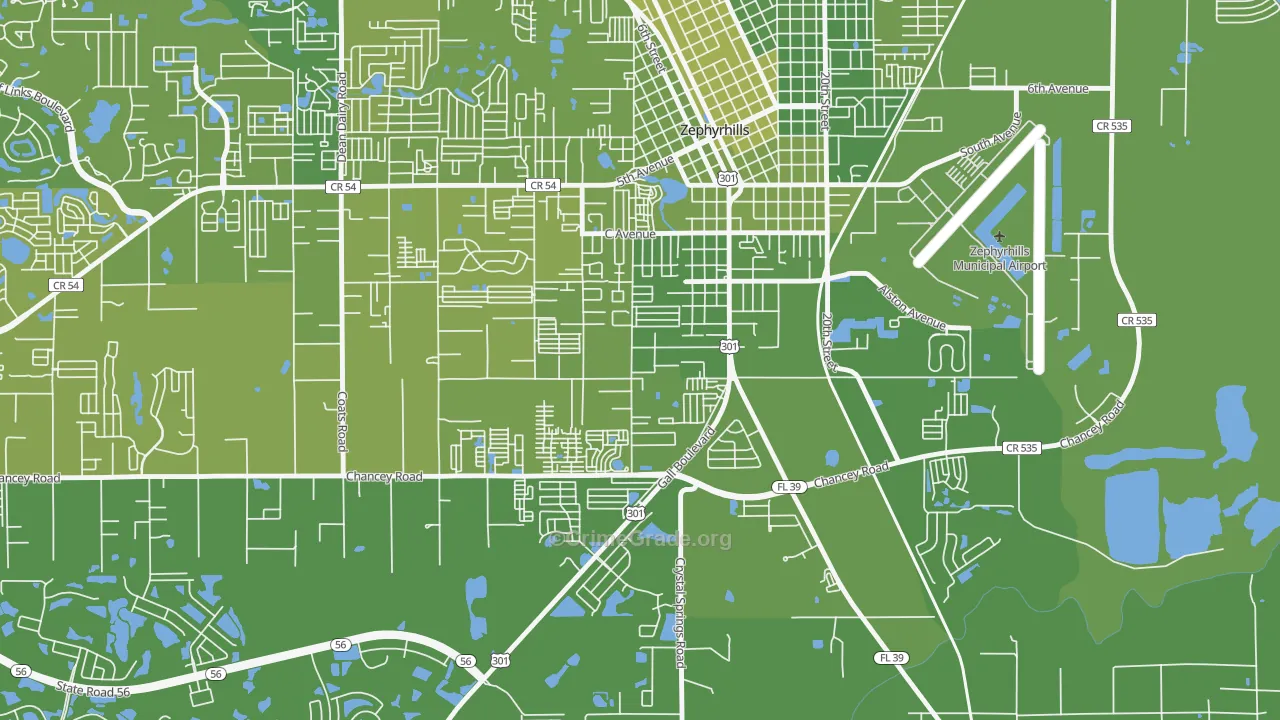 Zephyrhills South, FL Map of Vehicle Theft Rates