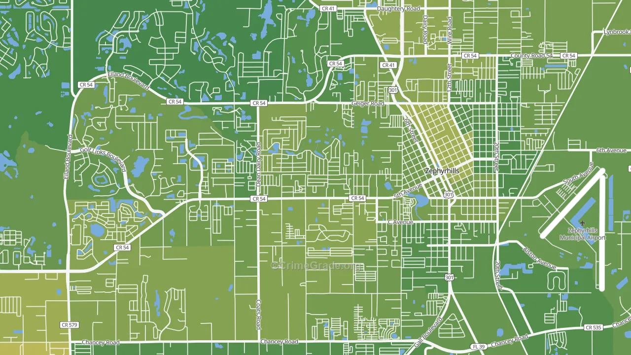 Zephyrhills West, FL Map of Vehicle Theft Rates