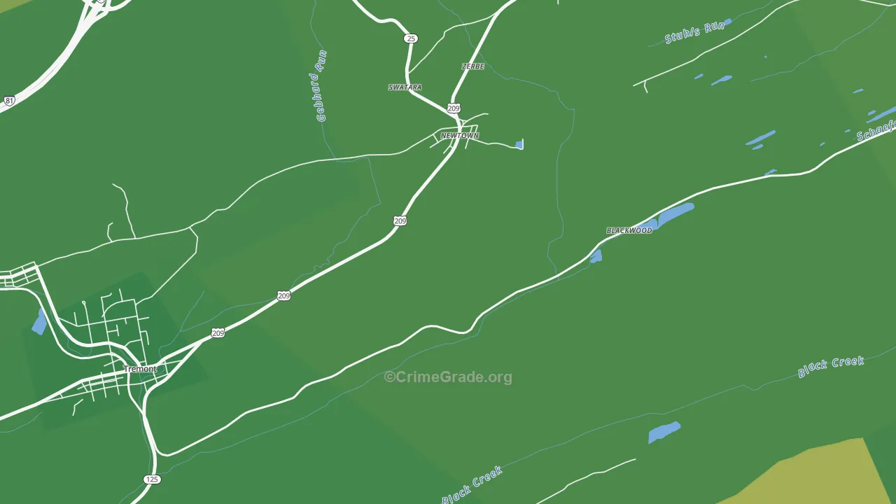 Zerbe, PA Map of Vehicle Theft Rates