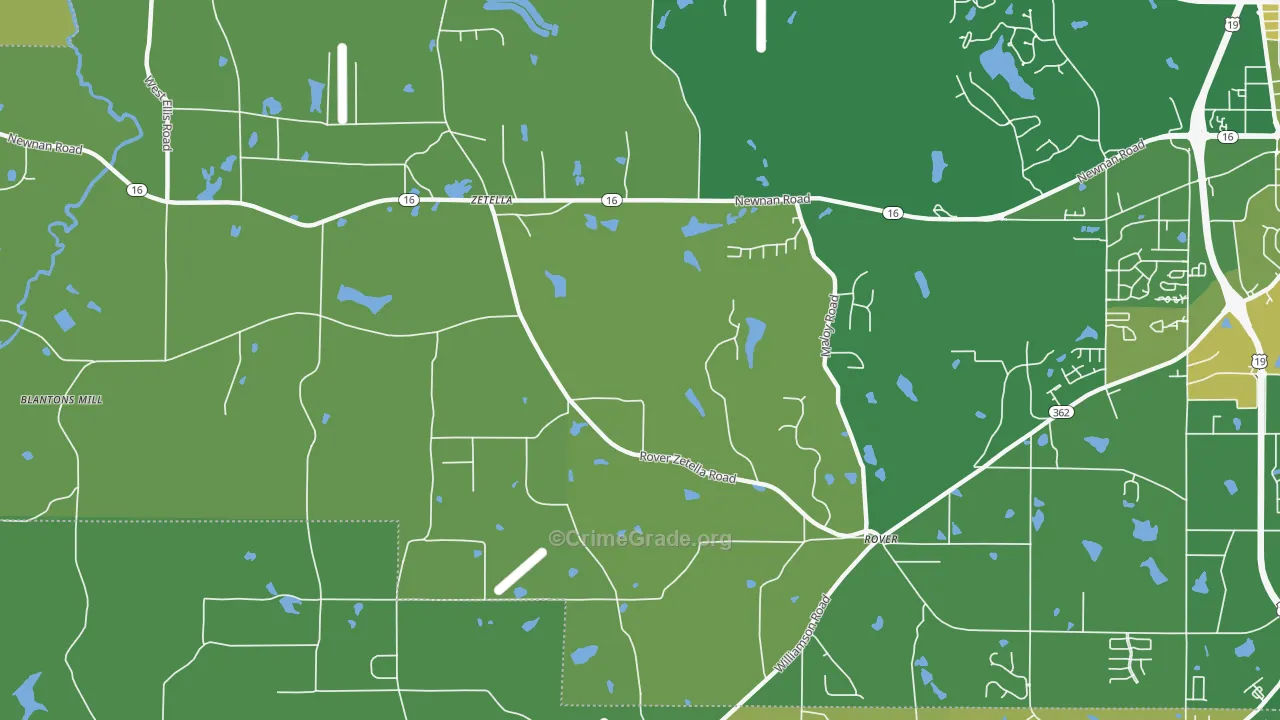 Zetella, GA Map of Vehicle Theft Rates