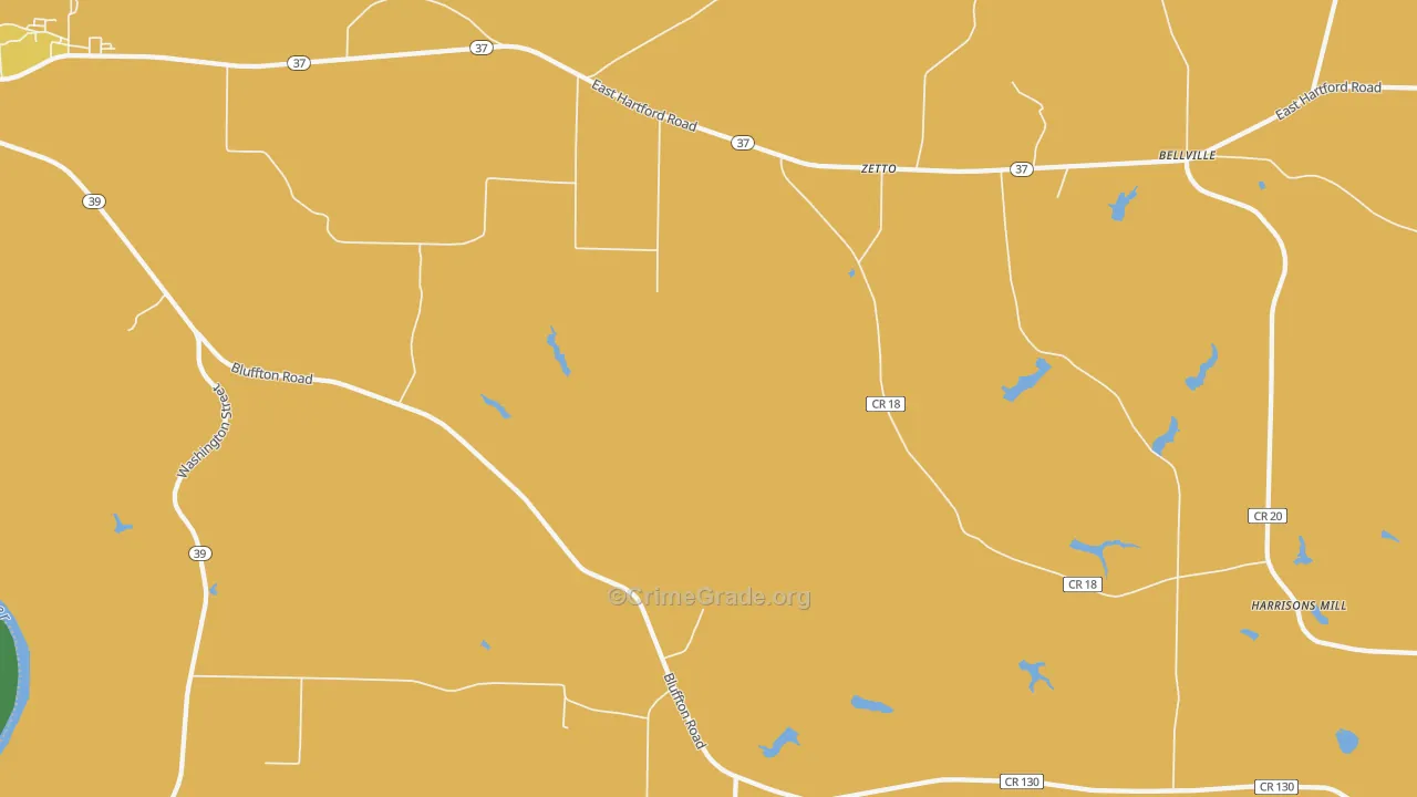 Zetto, GA Map of Vehicle Theft Rates
