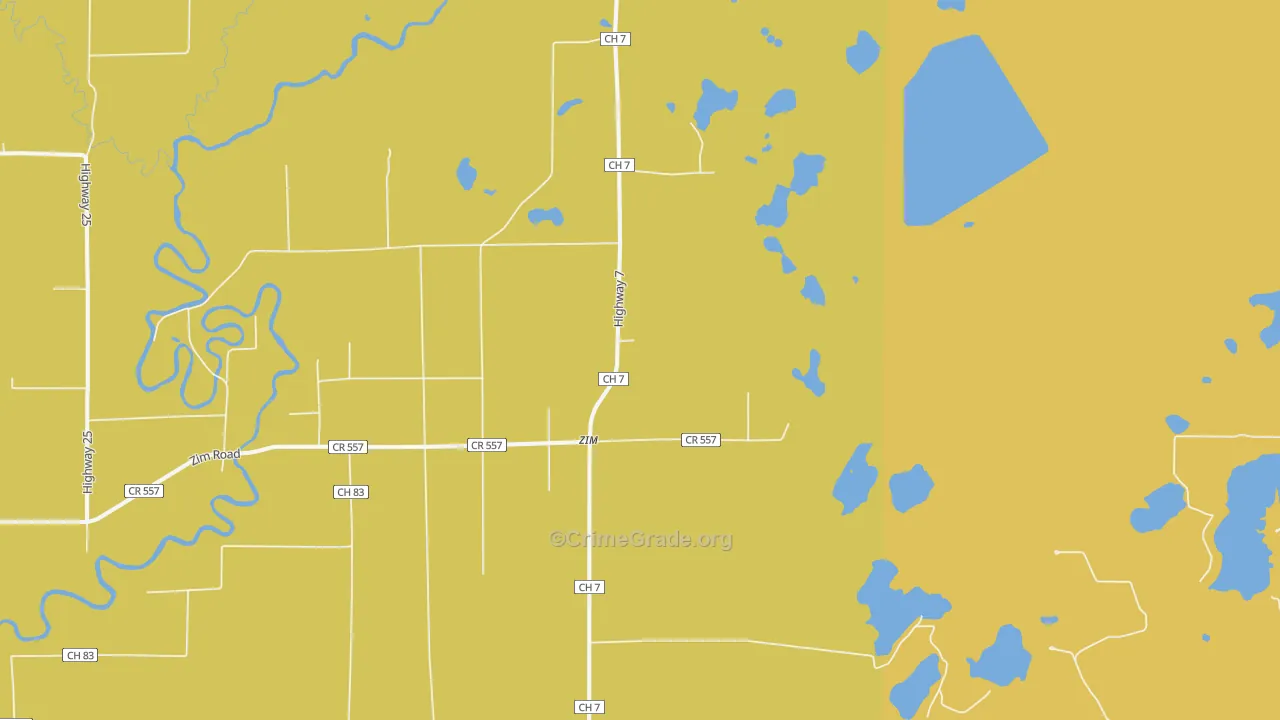 Zim, MN Map of Vehicle Theft Rates