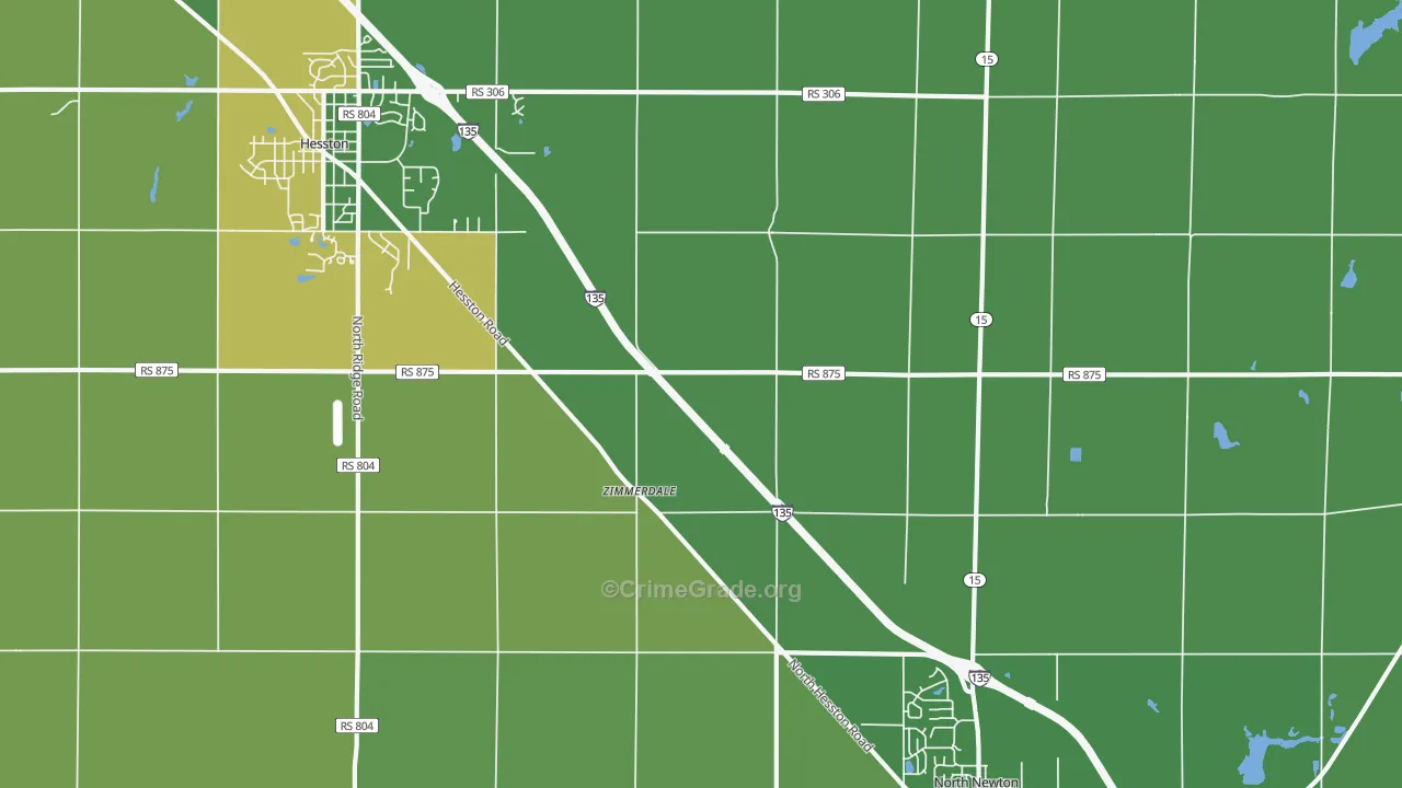 Zimmerdale, KS Map of Vehicle Theft Rates