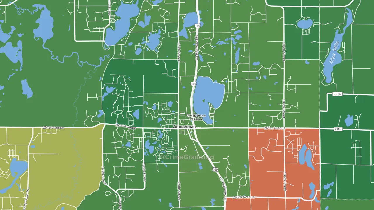 Zimmerman, MN Map of Vehicle Theft Rates