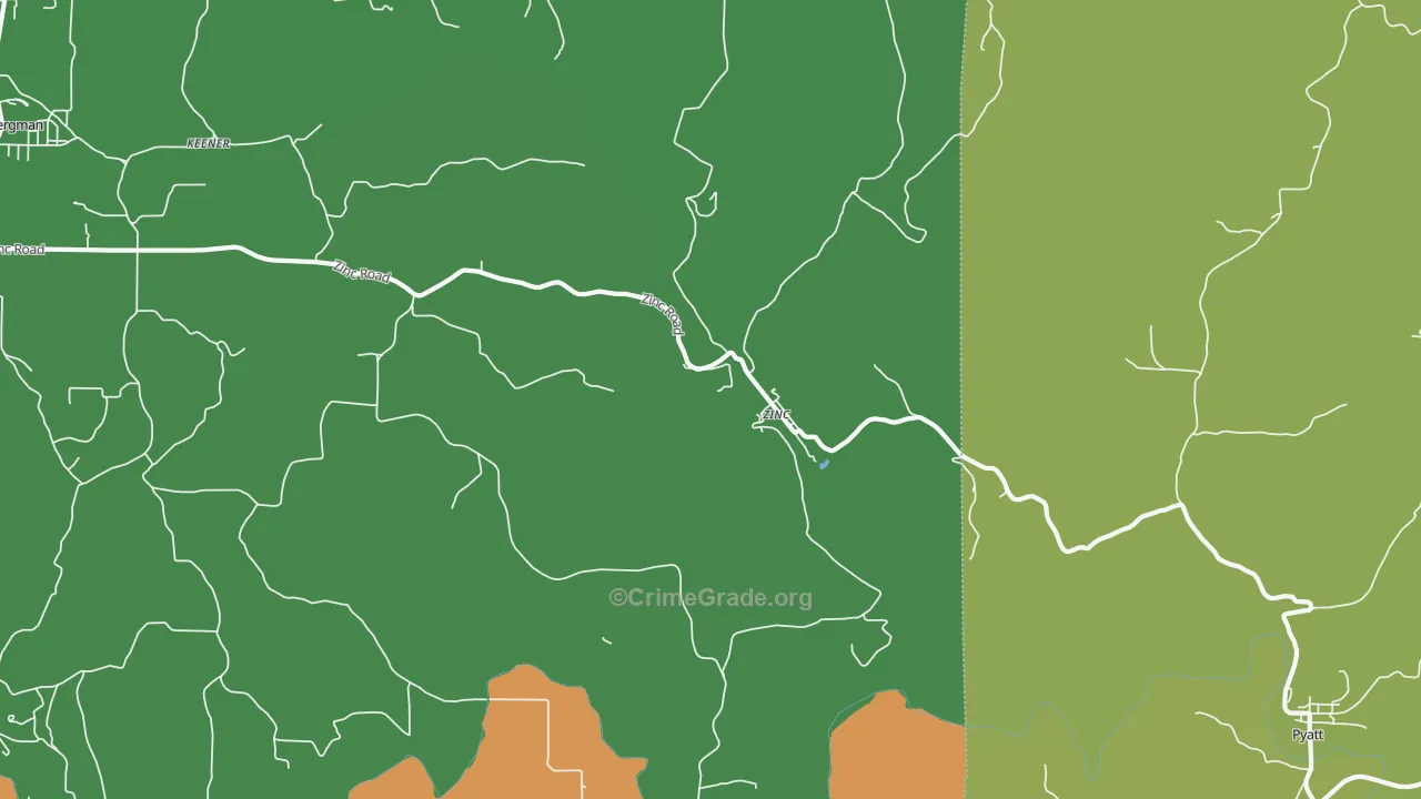 Zinc, AR Map of Vehicle Theft Rates