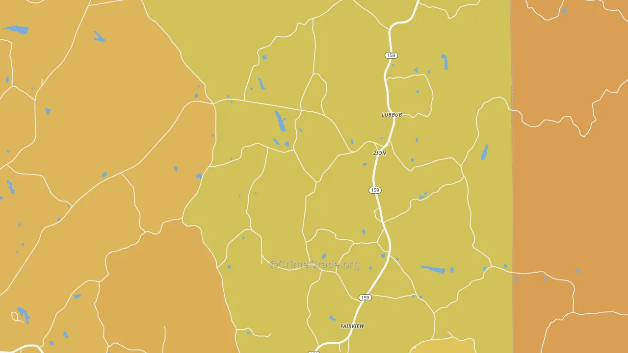 Zion, AL Map of Vehicle Theft Rates