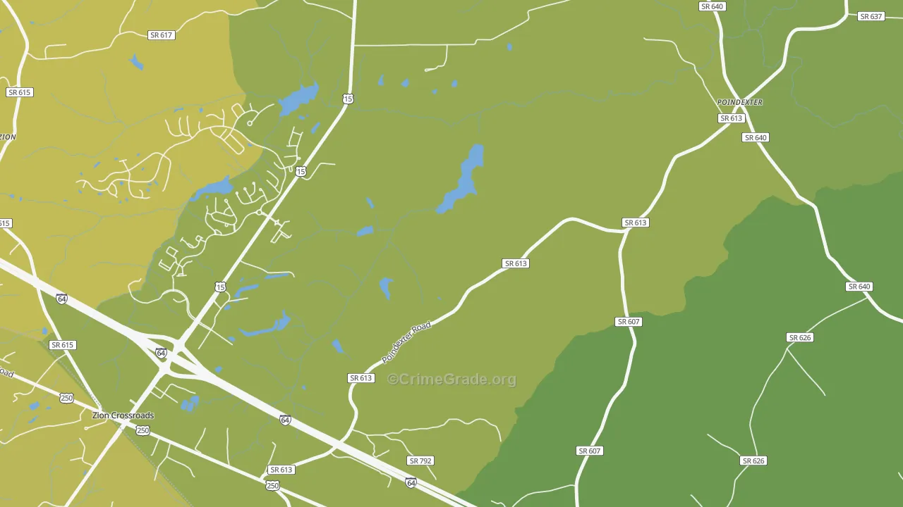 Zion Crossroads, VA Map of Vehicle Theft Rates