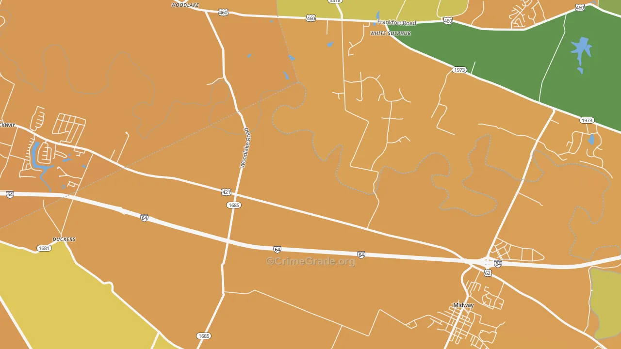 Zion Hill, KY Map of Vehicle Theft Rates