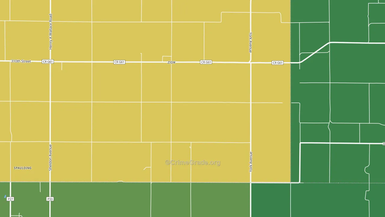 Zion, IA Map of Vehicle Theft Rates