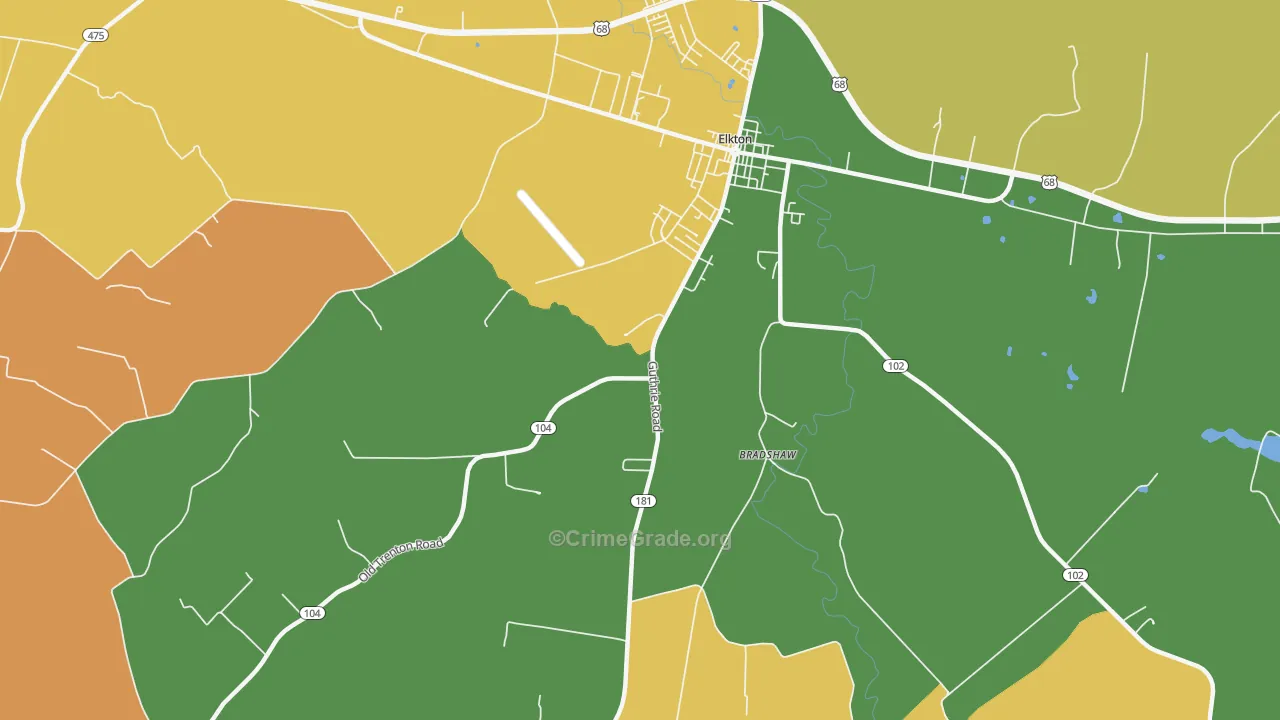 Zion, KY Map of Vehicle Theft Rates
