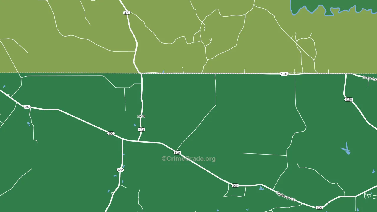 Zion, LA Map of Vehicle Theft Rates