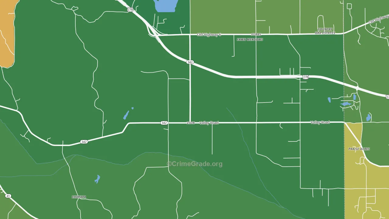 Zion, MS Map of Vehicle Theft Rates