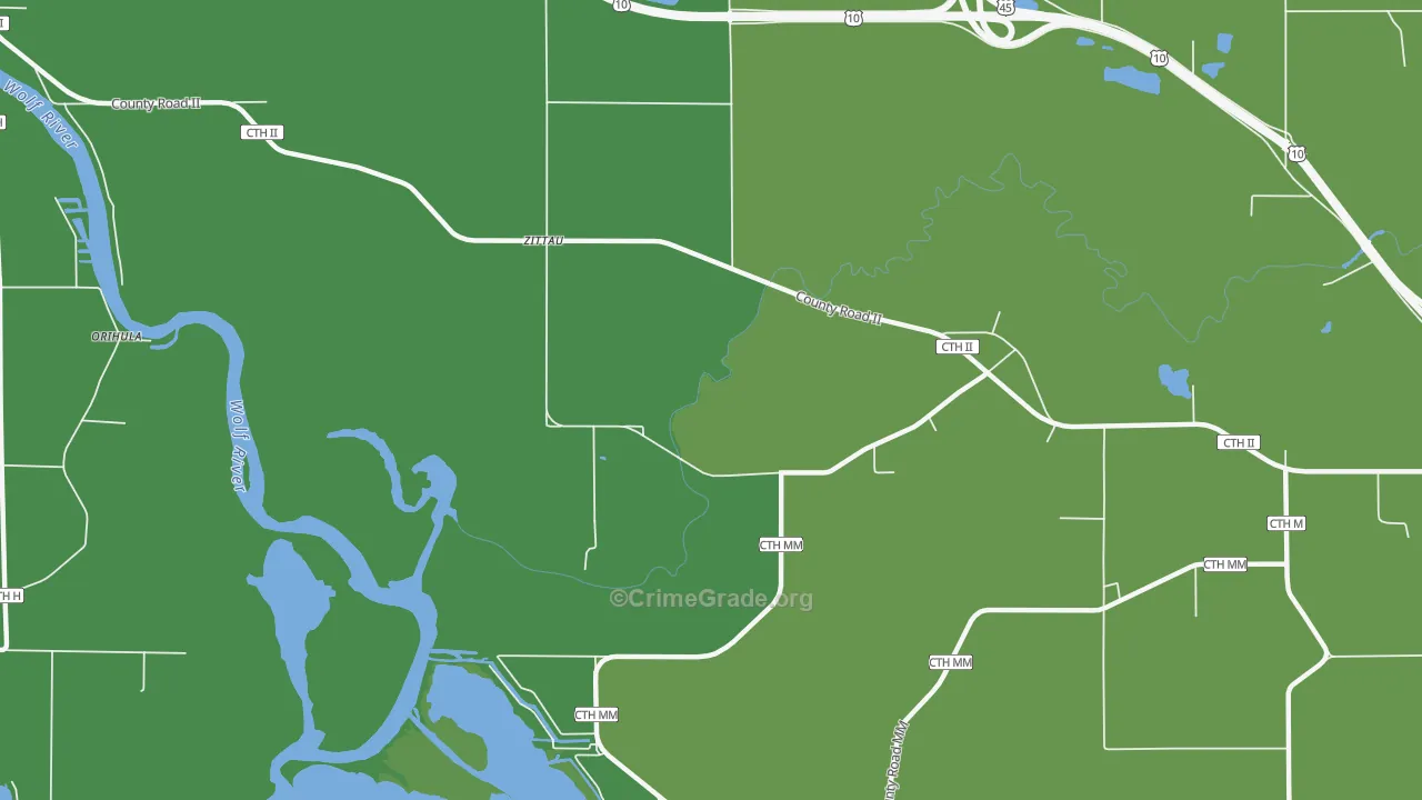 Zittau, WI Map of Vehicle Theft Rates