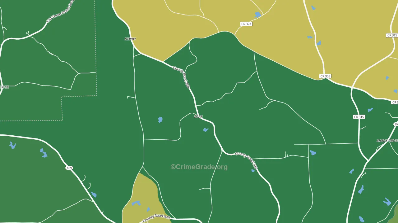 Zoar, AL Map of Vehicle Theft Rates