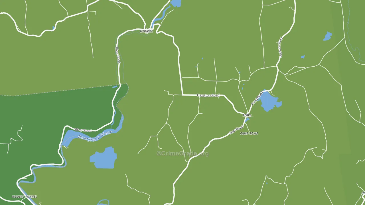 Zoar, MA Map of Vehicle Theft Rates