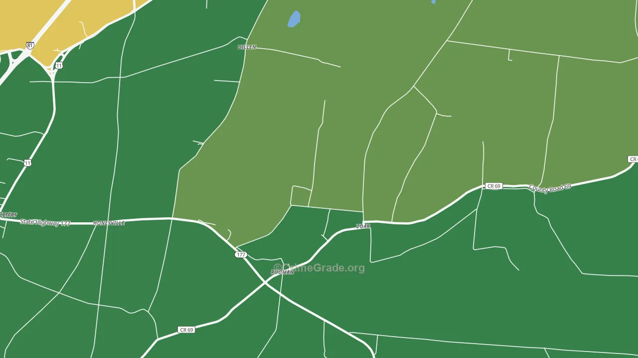 Zoar, NY Map of Vehicle Theft Rates