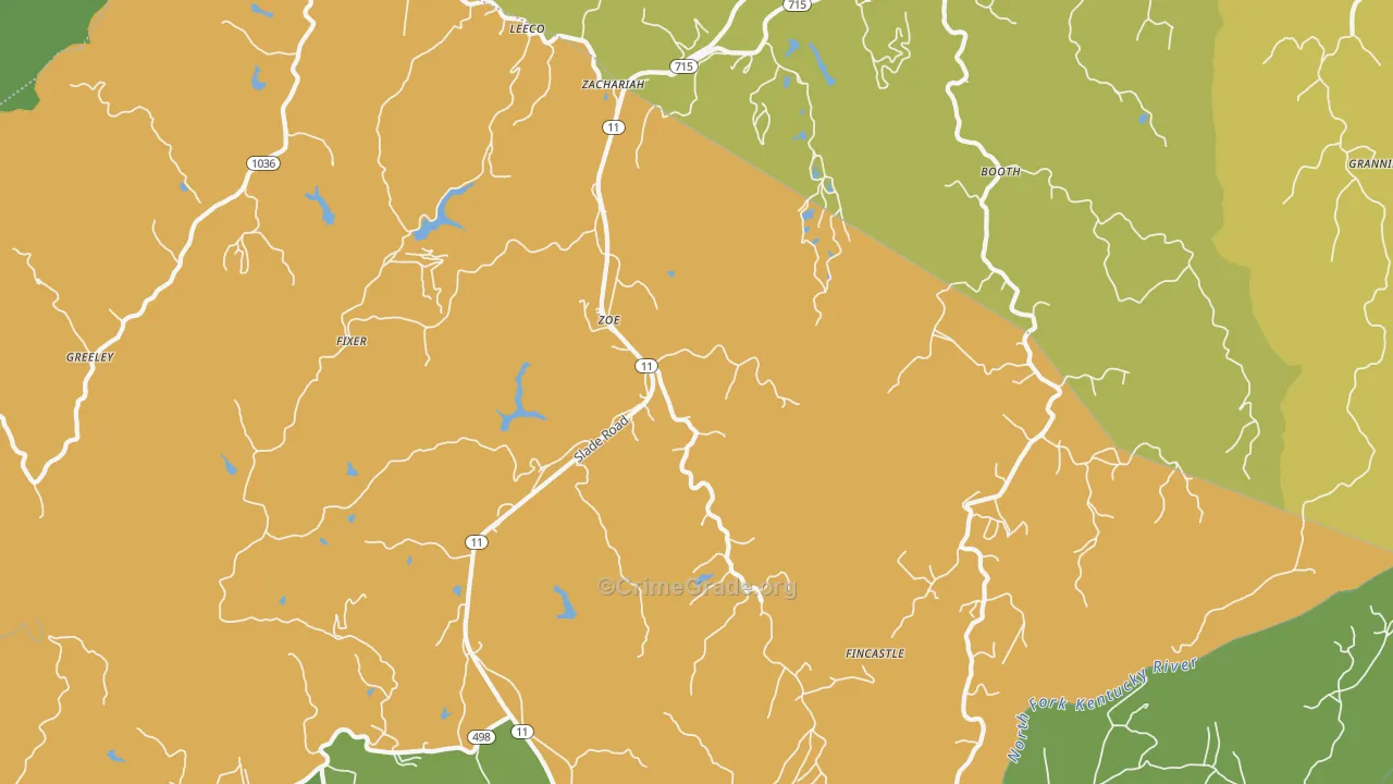 Zoe, KY Map of Vehicle Theft Rates