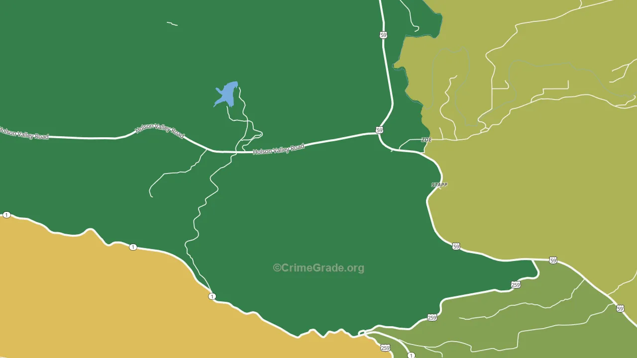 Zoe, OK Map of Vehicle Theft Rates