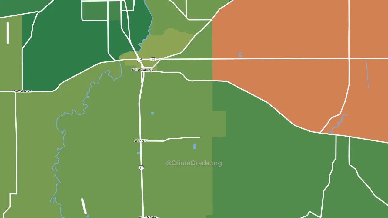 Zolfo Springs, FL Map of Vehicle Theft Rates
