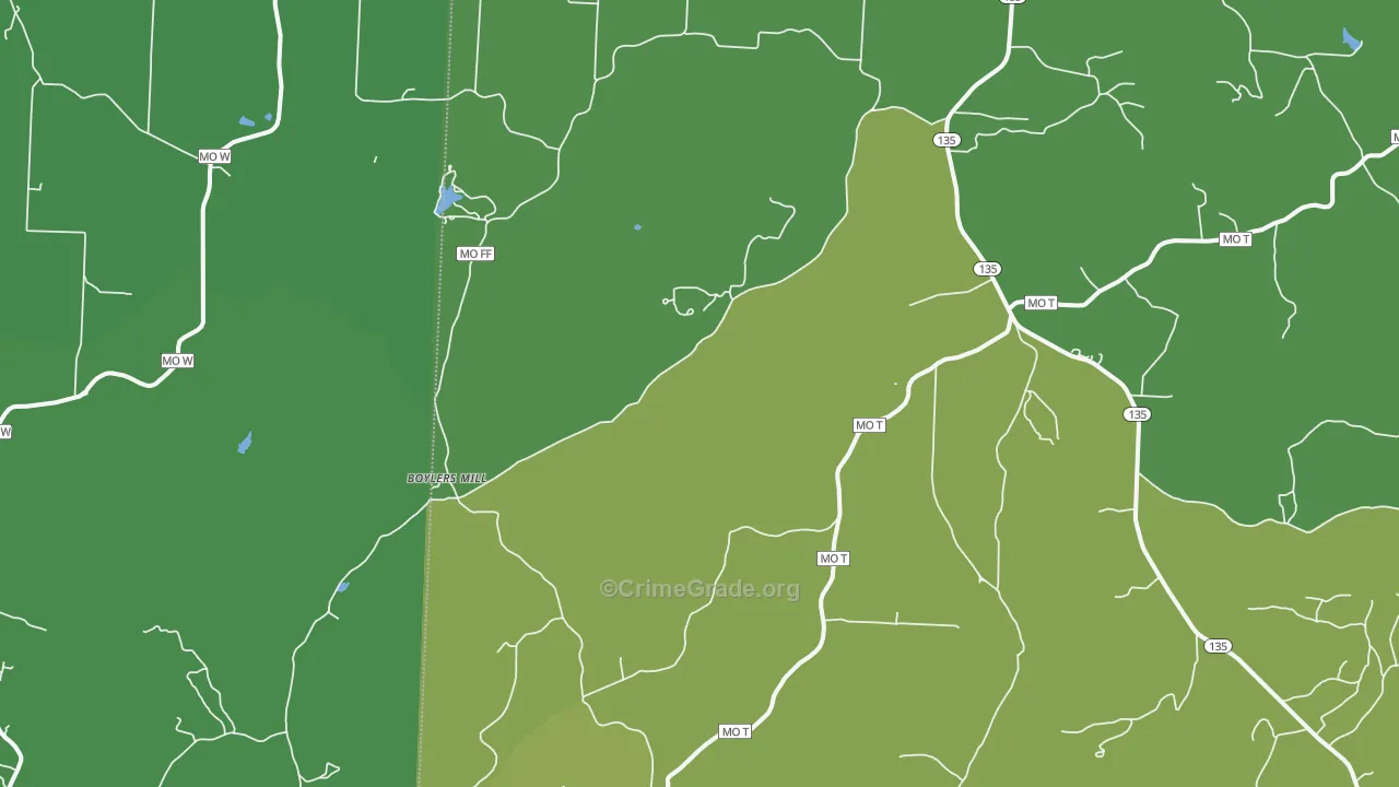 Zora, MO Map of Vehicle Theft Rates