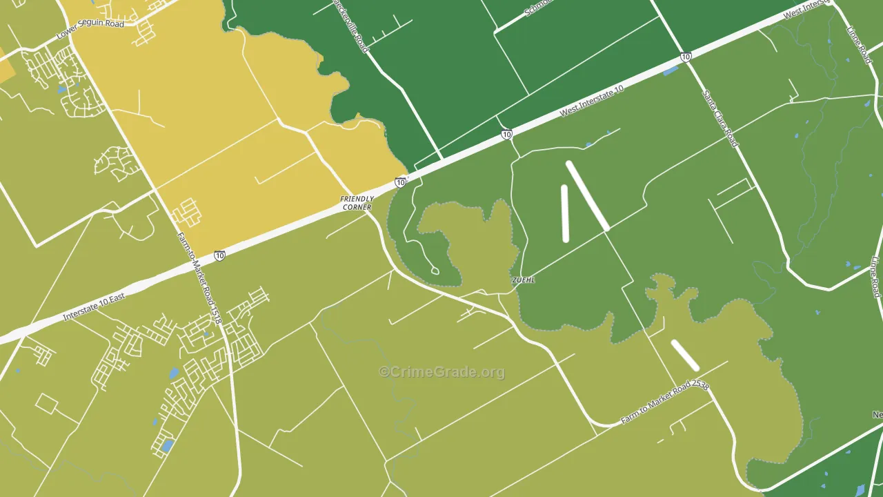 Zuehl, TX Map of Vehicle Theft Rates