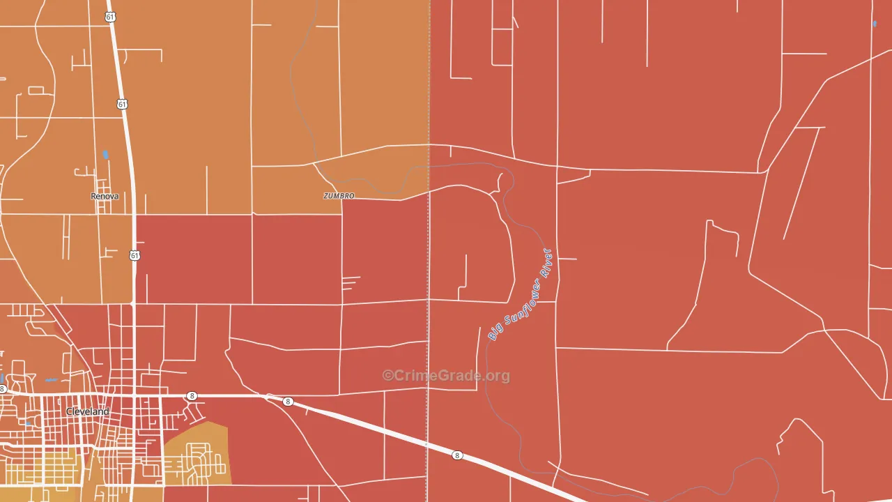 Zumbro, MS Map of Vehicle Theft Rates