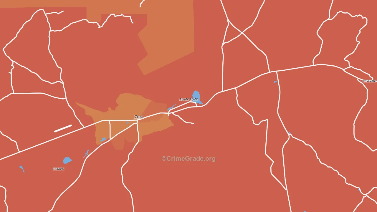 Zuni, NM Map of Vehicle Theft Rates