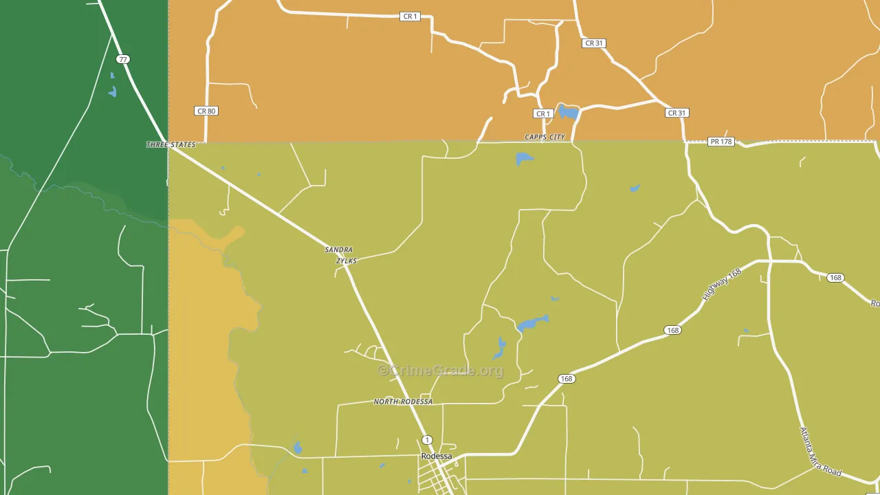 Zylks, LA Map of Vehicle Theft Rates