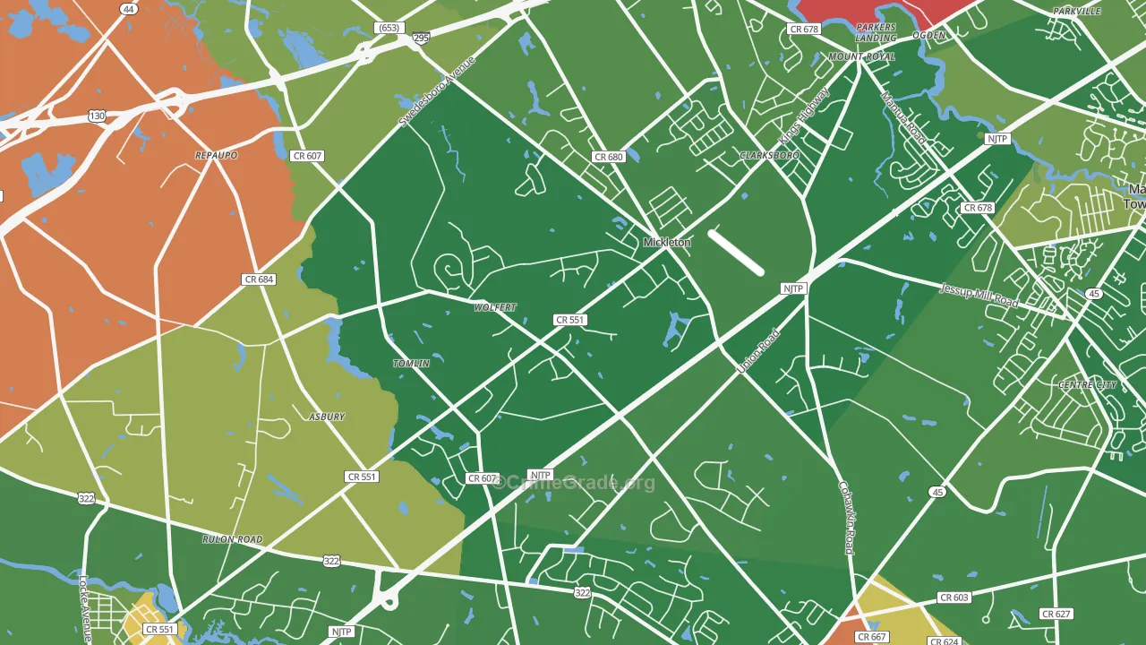 08056, NJ Map of Violent Crime Rates