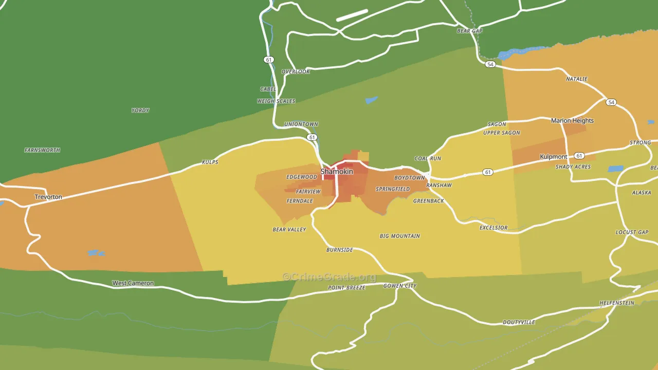 17872, PA Map of Violent Crime Rates