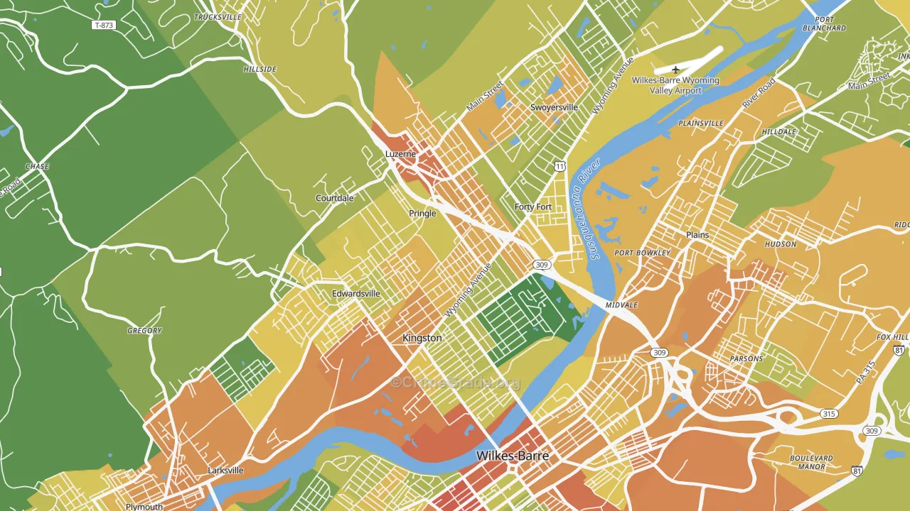 18704, PA Map of Violent Crime Rates