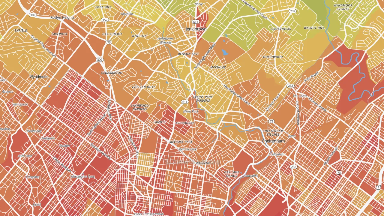 19027, PA Map of Violent Crime Rates