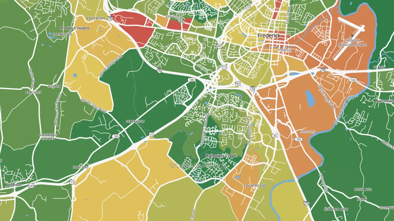 21703, MD Map of Violent Crime Rates