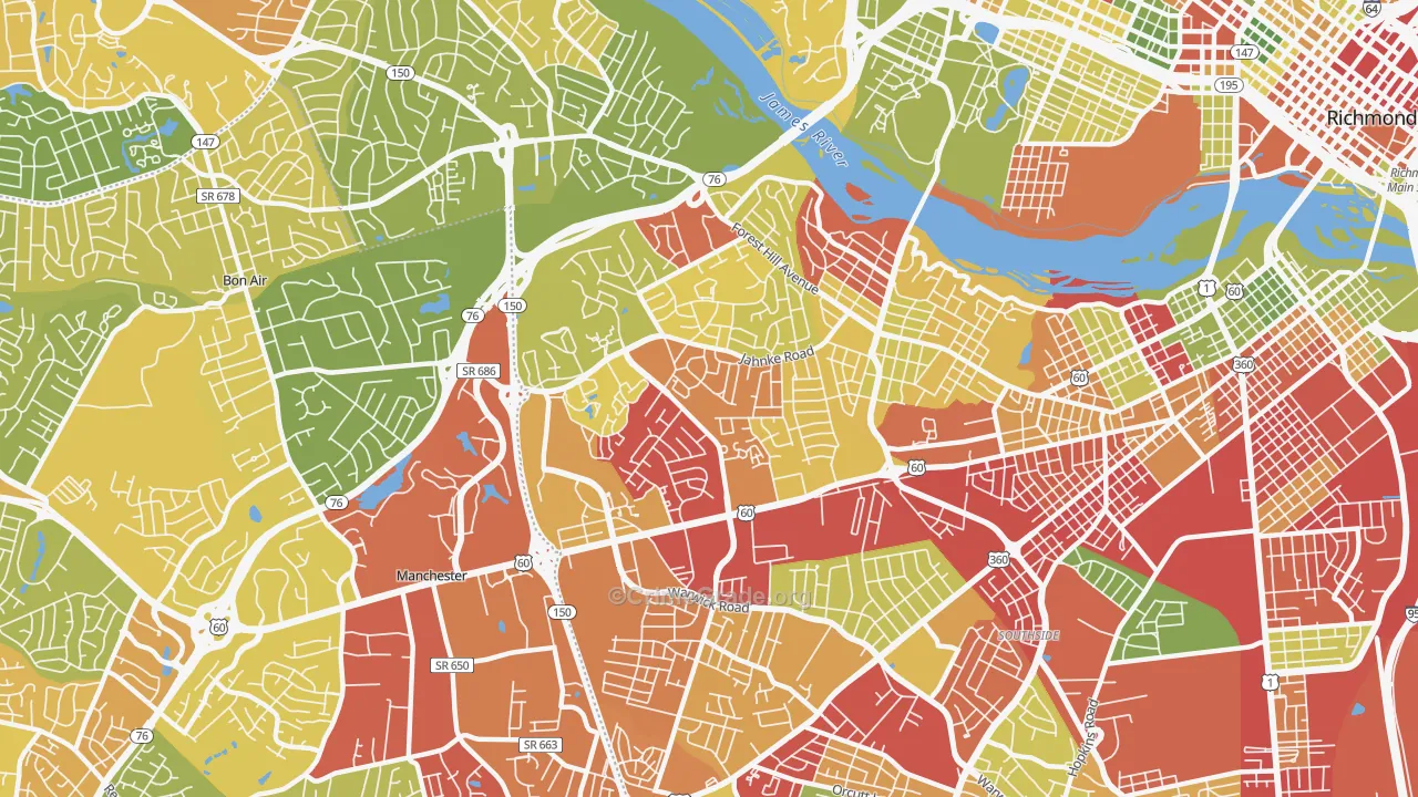 23225, VA Map of Violent Crime Rates
