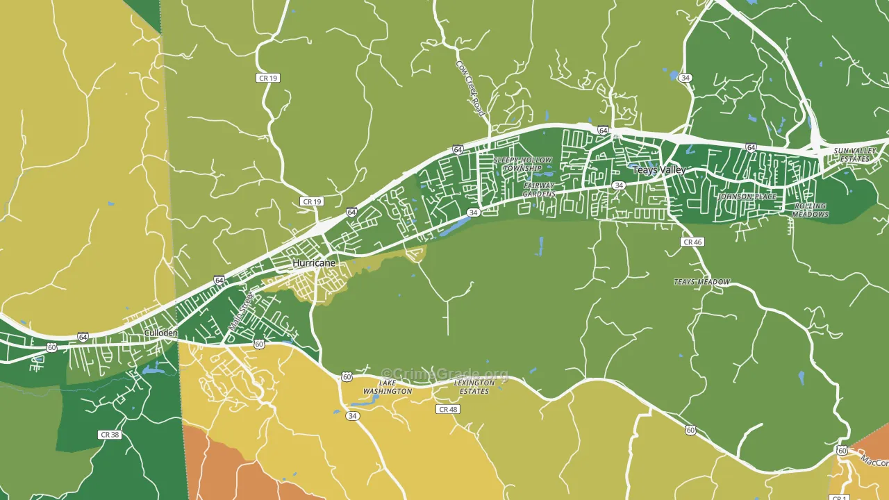 25526, WV Map of Violent Crime Rates