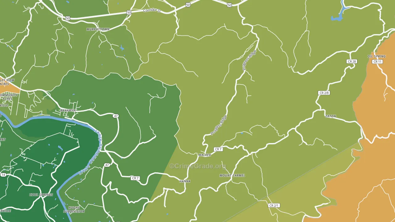 26180, WV Map of Violent Crime Rates