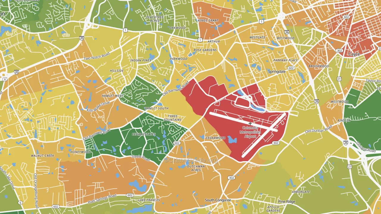 29170, SC Map of Violent Crime Rates