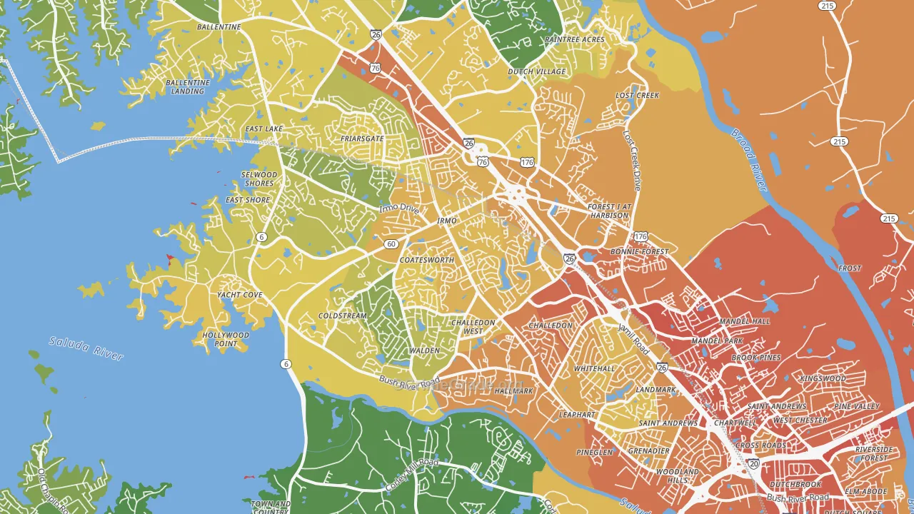29212, SC Map of Violent Crime Rates