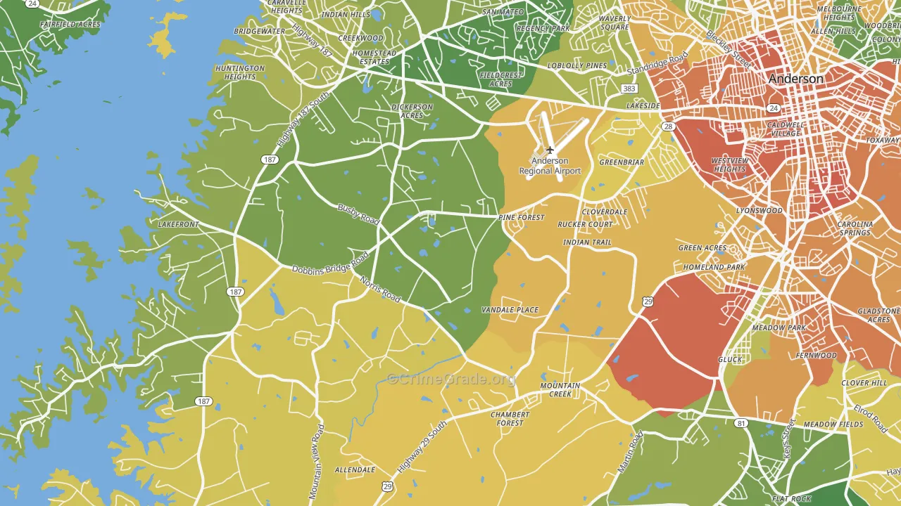 29626, SC Map of Violent Crime Rates