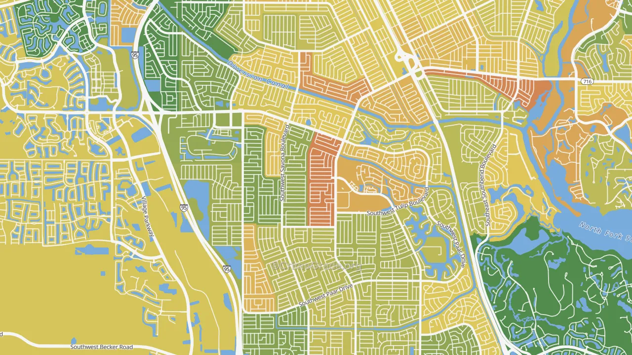34953, FL Map of Violent Crime Rates