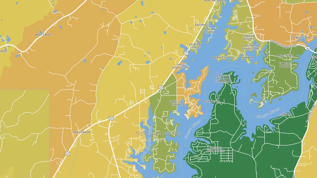 35054, AL Map of Violent Crime Rates