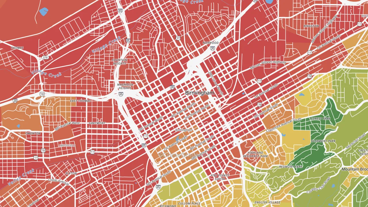 35203, AL Map of Violent Crime Rates
