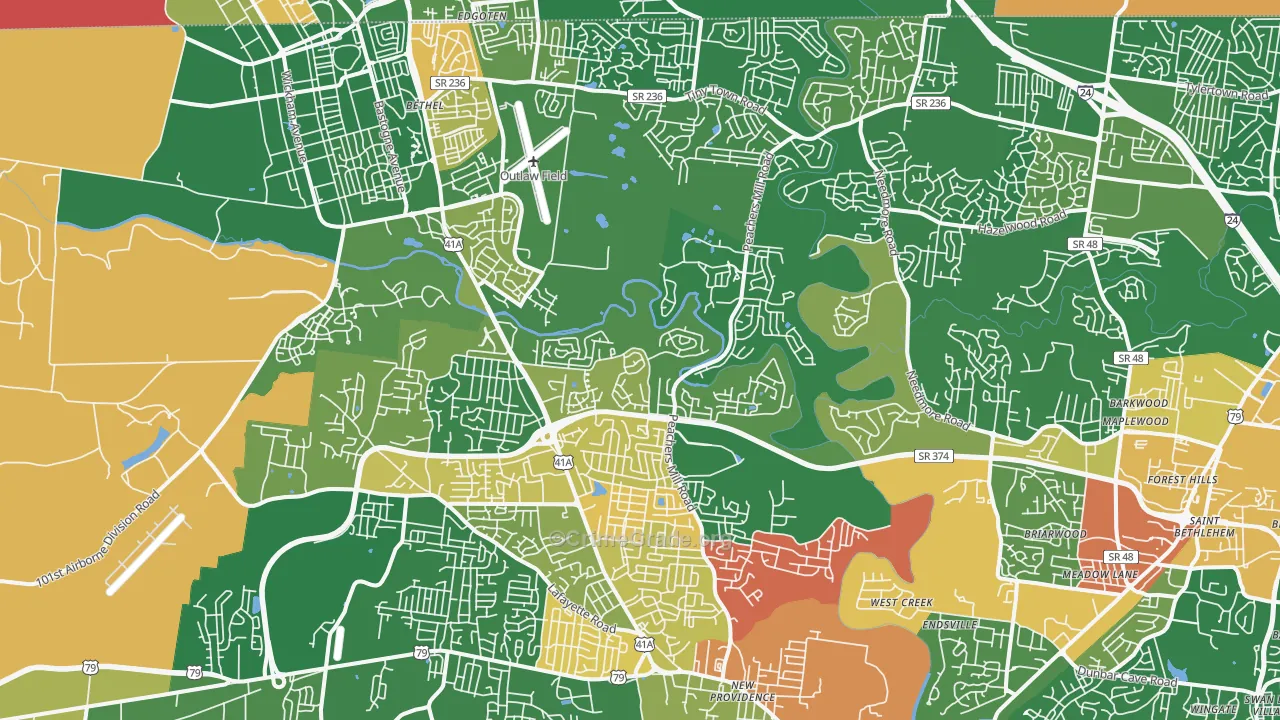 37042, TN Map of Violent Crime Rates