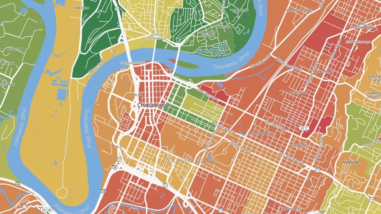 37403, TN Map of Violent Crime Rates