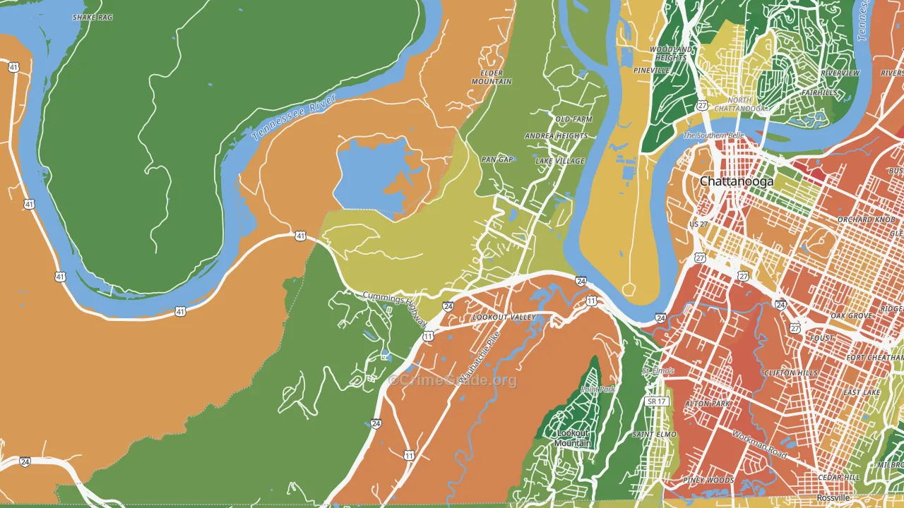 37419, TN Map of Violent Crime Rates